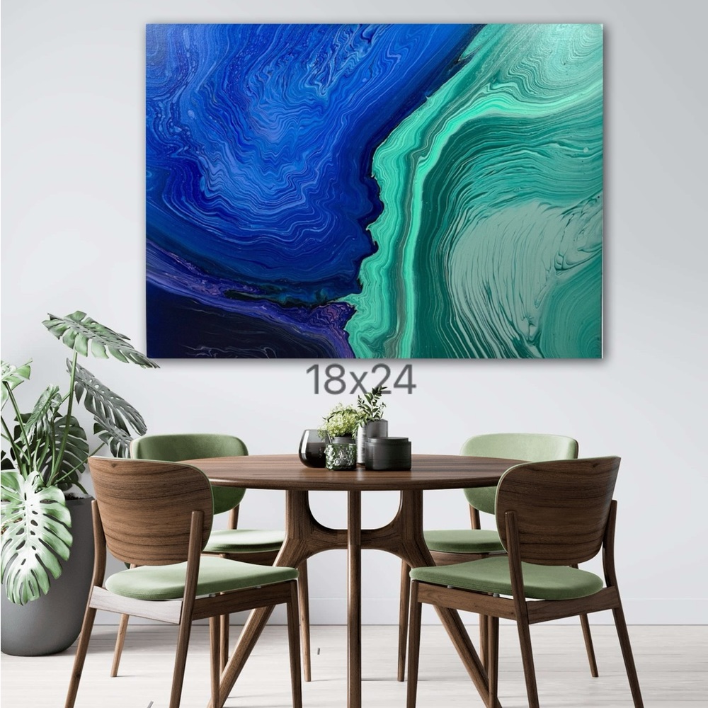 Handmade original acrylic fluid art 18”x24”